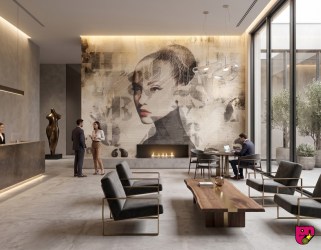 D-SESHAT | Carta da parati design nella hall di hotel